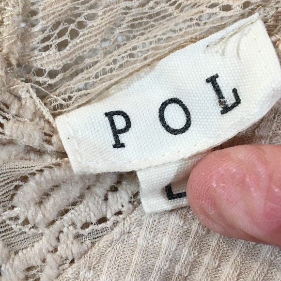 POL Ribbed Lace Trim Cami Tank Top Beige Sleeveless Women's Size L Style YKT1420 - Picture 4 of 6